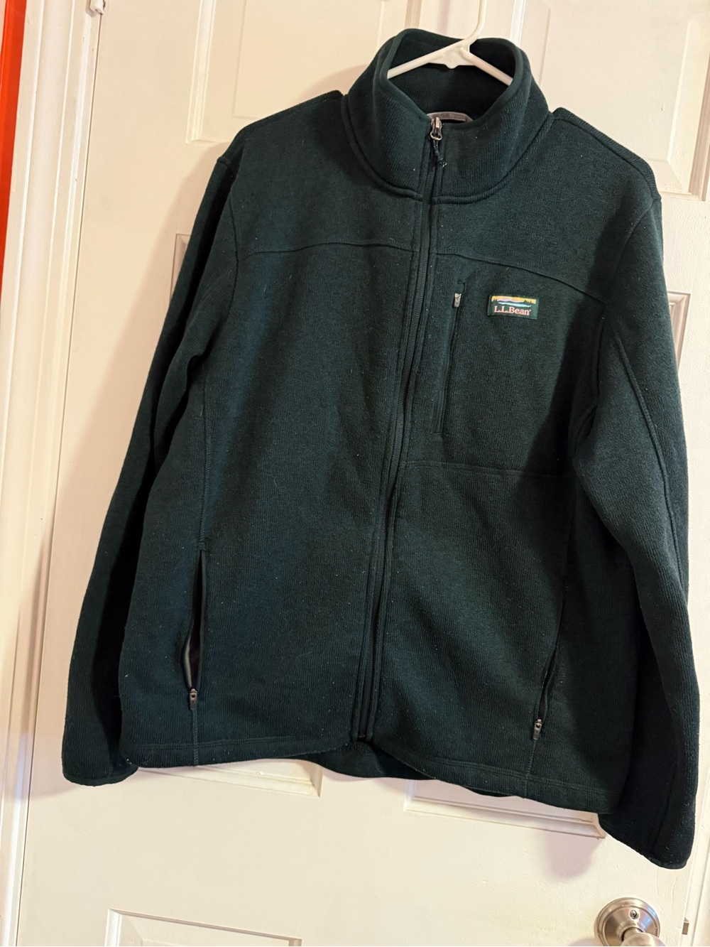 L.L.Bean Men’s Full Zip Fleece Jacket Green Large Slightly Fitted